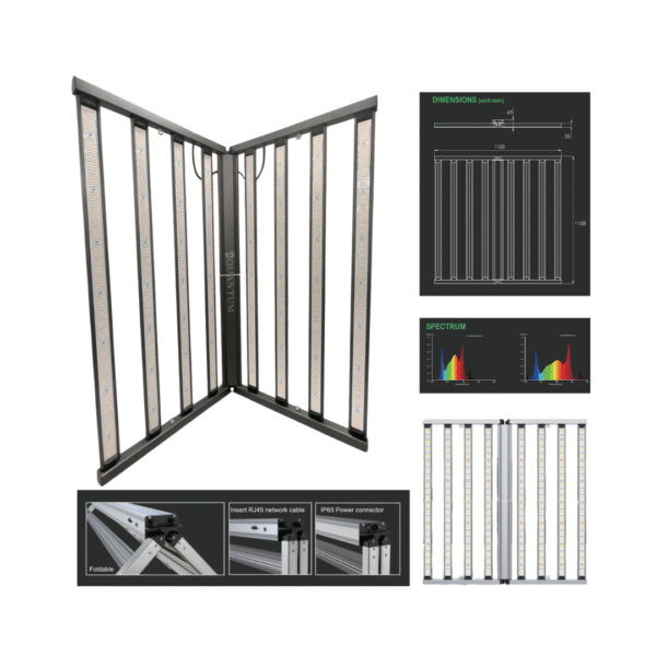 PANEL LED QUANTUM 860W PRO DIMMABLE PLEGABLE(Full Spectrum + UV Independientes)